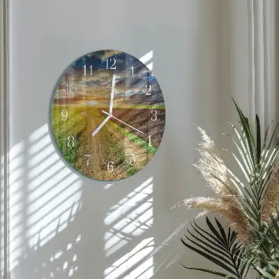 Kulaté skleněné hodiny na zeď Pole