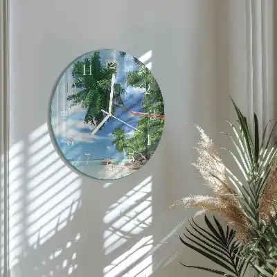 Hodiny na skle kulaté Palmy