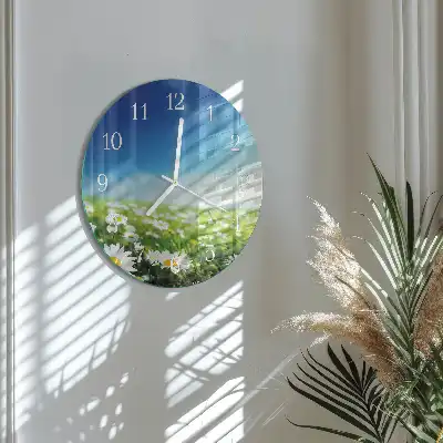 Kulaté skleněné hodiny na stěnu Louka
