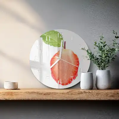 Kulaté skleněné hodiny na stěnu Jahoda