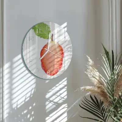 Kulaté skleněné hodiny na stěnu Jahoda