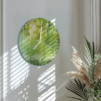Hodiny na skle kulaté Jaro