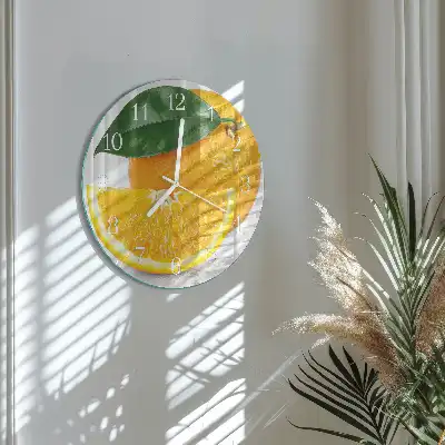 Hodiny s fotkou skleněné kulaté Pomeranče