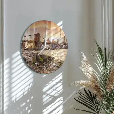 Kulaté skleněné hodiny na stěnu Město mostů