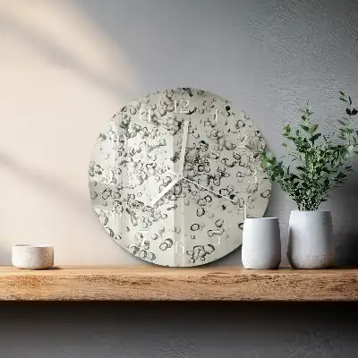 Kulaté skleněné hodiny na stěnu Kapky