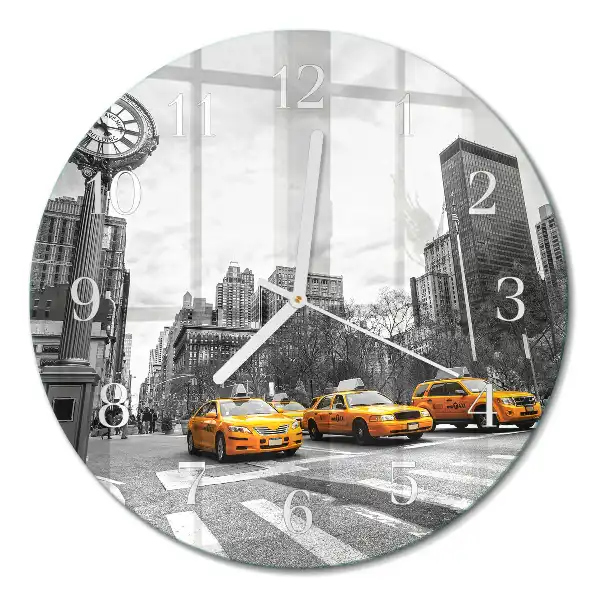 Nástěnné hodiny skleněné kulaté Taxi