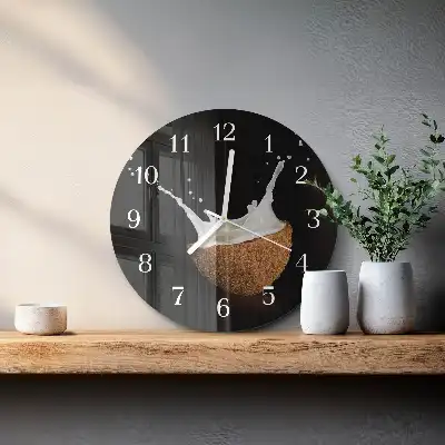 Kulaté skleněné hodiny na stěnu Kokos