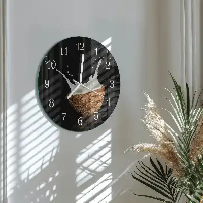 Kulaté skleněné hodiny na stěnu Kokos