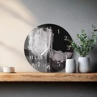 Kulaté skleněné hodiny na zeď Led