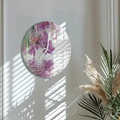 Kulaté skleněné hodiny na stěnu Motýli