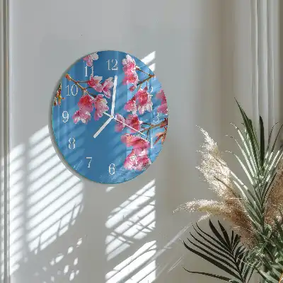 Hodiny s fotkou skleněné kulaté Květiny