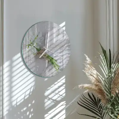 Hodiny na skle kulaté Kytice květin