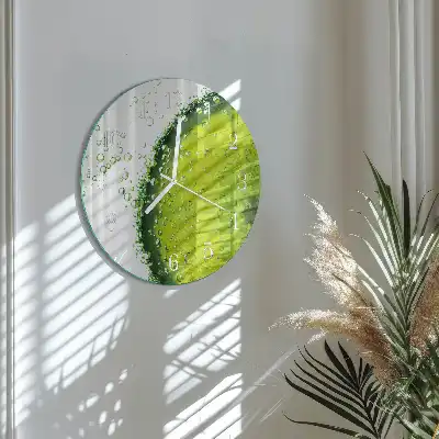 Hodiny s fotkou skleněné kulaté Uhličitan vápenatý