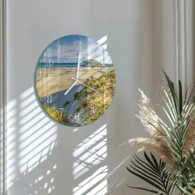 Hodiny na skle kulaté Pláž