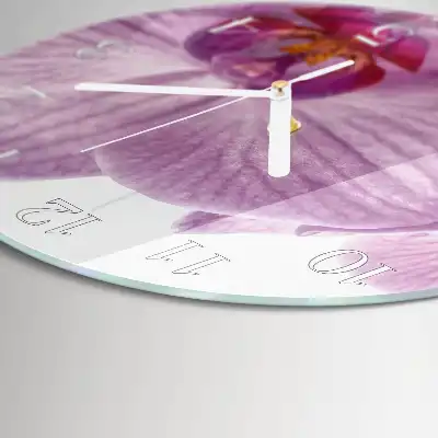 Nástěnné hodiny skleněné kulaté Orchidej