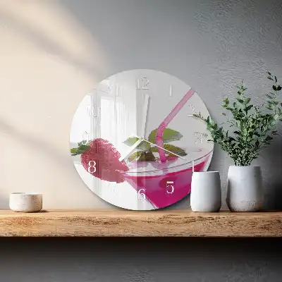 Kulaté skleněné hodiny na zeď Koktejl