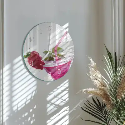 Kulaté skleněné hodiny na zeď Koktejl