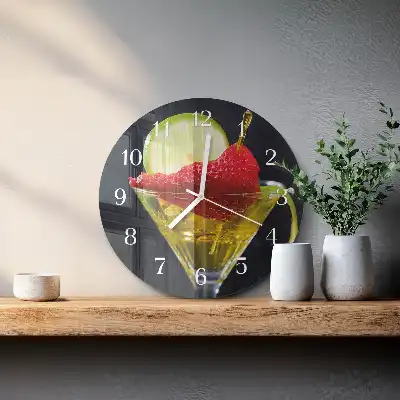 Hodiny s fotkou skleněné kulaté Koktejl