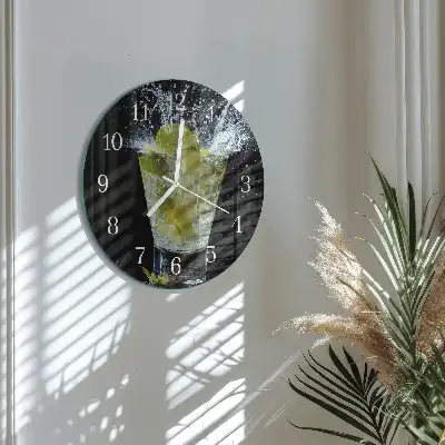 Nástěnné hodiny skleněné kulaté Koktejl