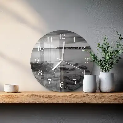Kulaté skleněné hodiny na zeď Břeh řeky