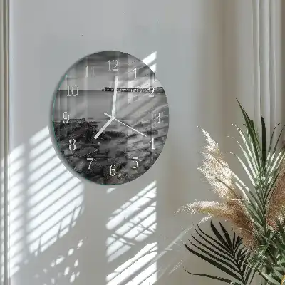 Kulaté skleněné hodiny na zeď Břeh řeky