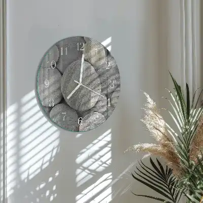 Hodiny s fotkou skleněné kulaté Kameny