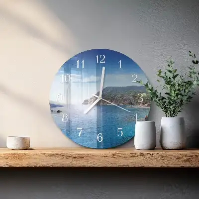 Nástěnné hodiny skleněné kulaté Záliv
