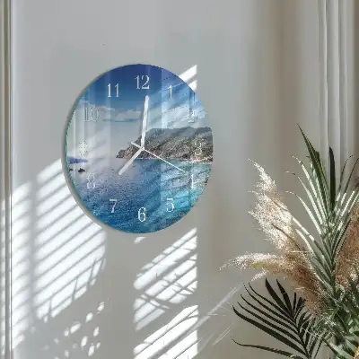 Nástěnné hodiny skleněné kulaté Záliv