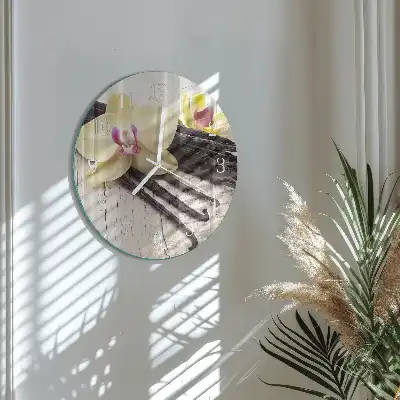 Hodiny s fotkou skleněné kulaté Vanilka