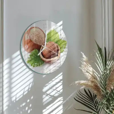 Kulaté skleněné hodiny na zeď Kameny v písku