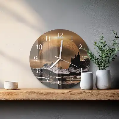 Nástěnné hodiny skleněné kulaté Hory