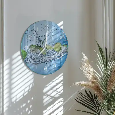 Nástěnné hodiny skleněné kulaté Limetky