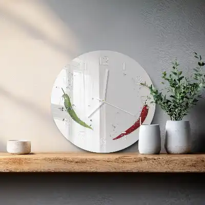 Hodiny s fotkou skleněné kulaté Chilli papričky