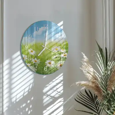 Kulaté skleněné hodiny na stěnu Louka