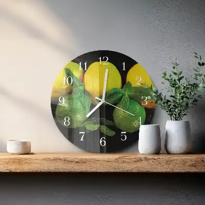 Hodiny s fotkou skleněné kulaté Citrony