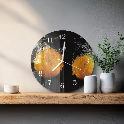 Hodiny s fotkou skleněné kulaté Pomeranče
