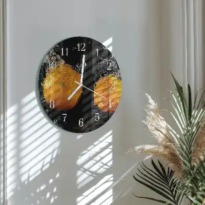 Hodiny s fotkou skleněné kulaté Pomeranče