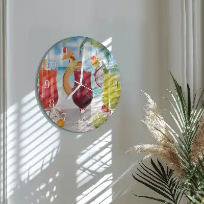 Hodiny na skle kulaté Koktejl