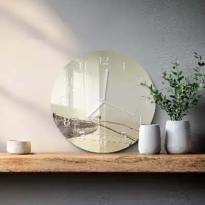 Nástěnné hodiny skleněné kulaté Lodž