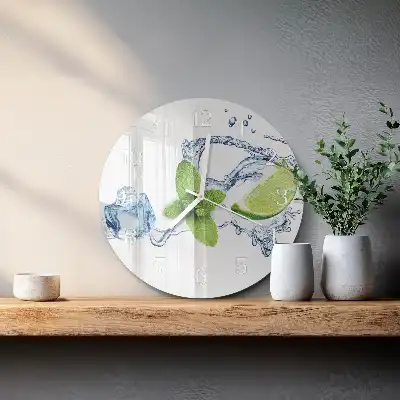 Hodiny s fotkou skleněné kulaté Máta