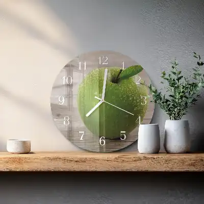 Nástěnné hodiny skleněné kulaté Jablka