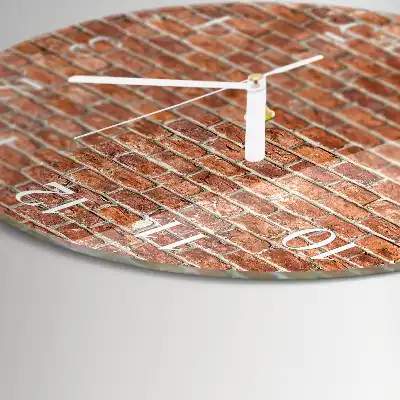 Hodiny s fotkou skleněné kulaté Cihlový