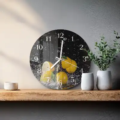 Hodiny na skle kulaté Citrony