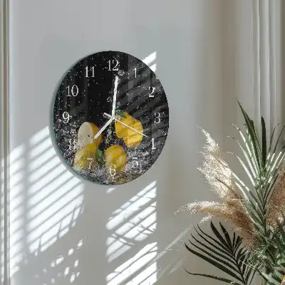 Hodiny na skle kulaté Citrony