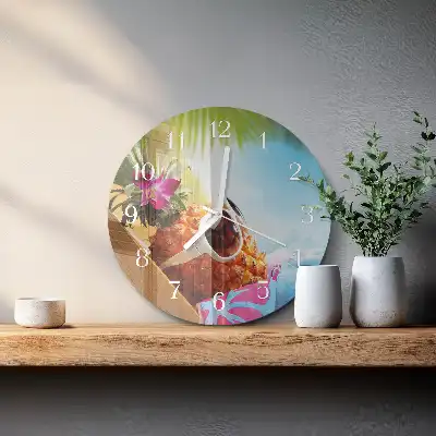Hodiny na skle kulaté Ananas