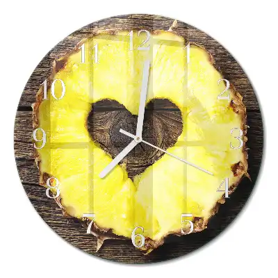 Kulaté skleněné hodiny na stěnu Ananas