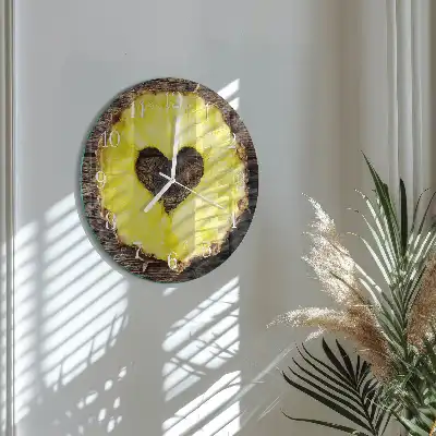 Kulaté skleněné hodiny na stěnu Ananas