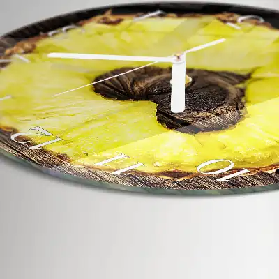 Kulaté skleněné hodiny na stěnu Ananas
