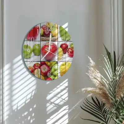 Kulaté skleněné hodiny na zeď Jablka