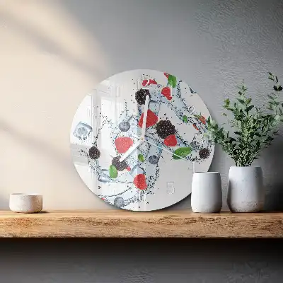 Kulaté skleněné hodiny na stěnu Ovocná zmrzlina